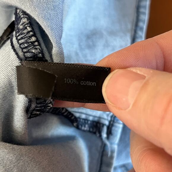 The Limited Blue Chambray Long Sleeve Jean Shift Mini Dress Size Small Tie Waist - Picture 8 of 10